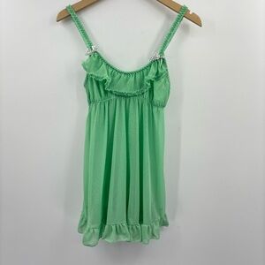 Y2K Light Green Mesh Lingerie Ruffle Dress/Top Size M
